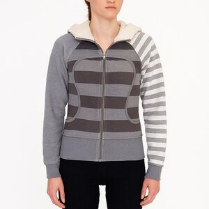 Lululemon Scuba Hoodie Special Edition Gray Stripes Jacket Size 8
